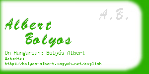 albert bolyos business card